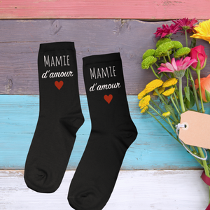 Chaussettes personnalisées mamie, cadeau mamie, chaussettes maman, cadeau personnalisé