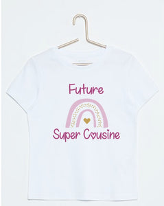 tee shirt annonce grossesse future super cousine, future cousine arc en ciel, super cousine