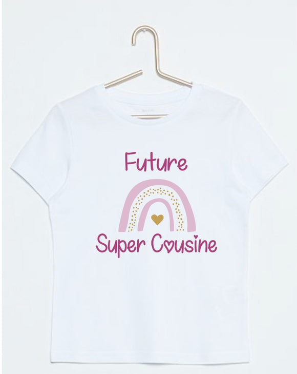 tee shirt annonce grossesse future super cousine, future cousine arc en ciel, super cousine