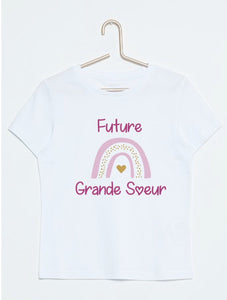 Tee shirt annonce grossesse future super soeur, future grande soeur arc en ciel, super soeur, grande soeur, annonce grossesse