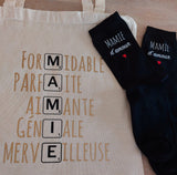 Box mamie personnalisée, coffret cadeau mamie, cadeau mamie, fête des grands mères, sac mamie et chaussettes