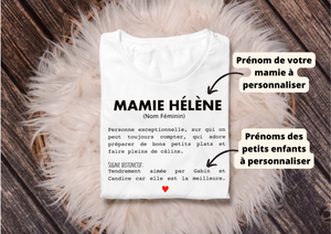 tee shirt mamie définition, cadeau mamie personnalisé, fête des grand mères, tee shirt mamie et petits enfants