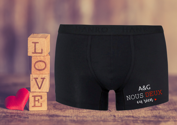 boxer personnalise nous deux ou rien calecon saint valentin cadeau homme personnalise