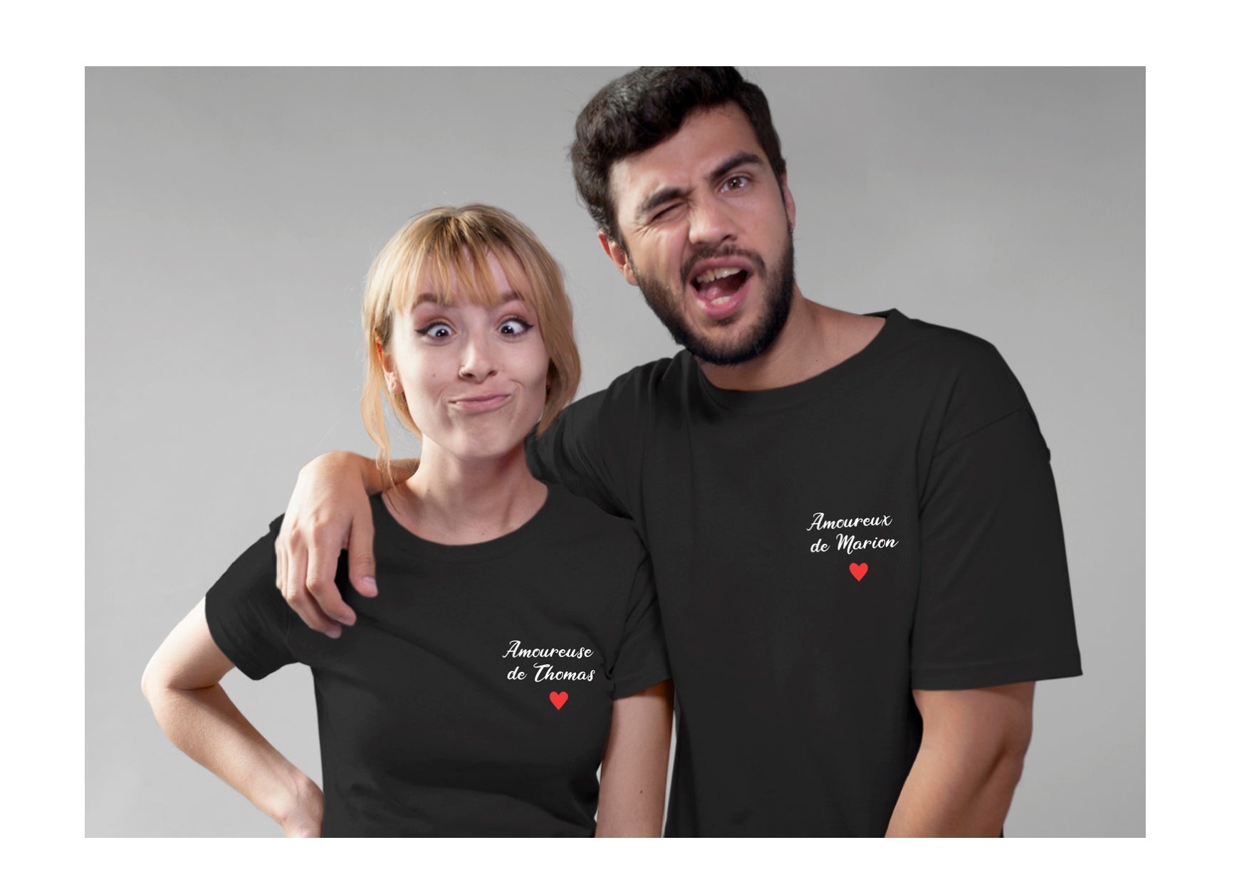 t-shirt assortis couple amoureux de, cadeau saint Valentin, cadeau cou –  Cote-bonheur