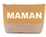 Trousse maman personnalisée prénoms enfants , pochette maman personnalisée , grande trousse maman jute , fête des mères