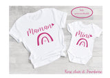 Tee shirt maman mini, maman et moi, maman et bébé , tee shirt duo, tee shirt famille, tee shirt personnalisé