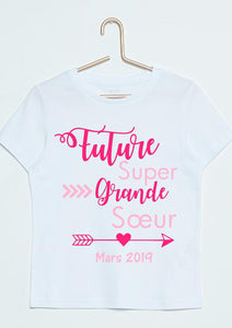 Tee shirt annonce grossesse future super soeur, future super soeur  super soeur, grande soeur, annonce grossesse, tee shirt personnalisé