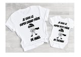 Cadeau naissance personnalisé tee shirt super grand frère et body super petit frère,  annonce grossesse, futur grand frère, superhéro