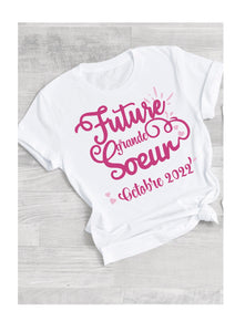 tee shirt annonce grossesse future grande soeur, annonce grossesse personnalisée, annonce grossesse originale