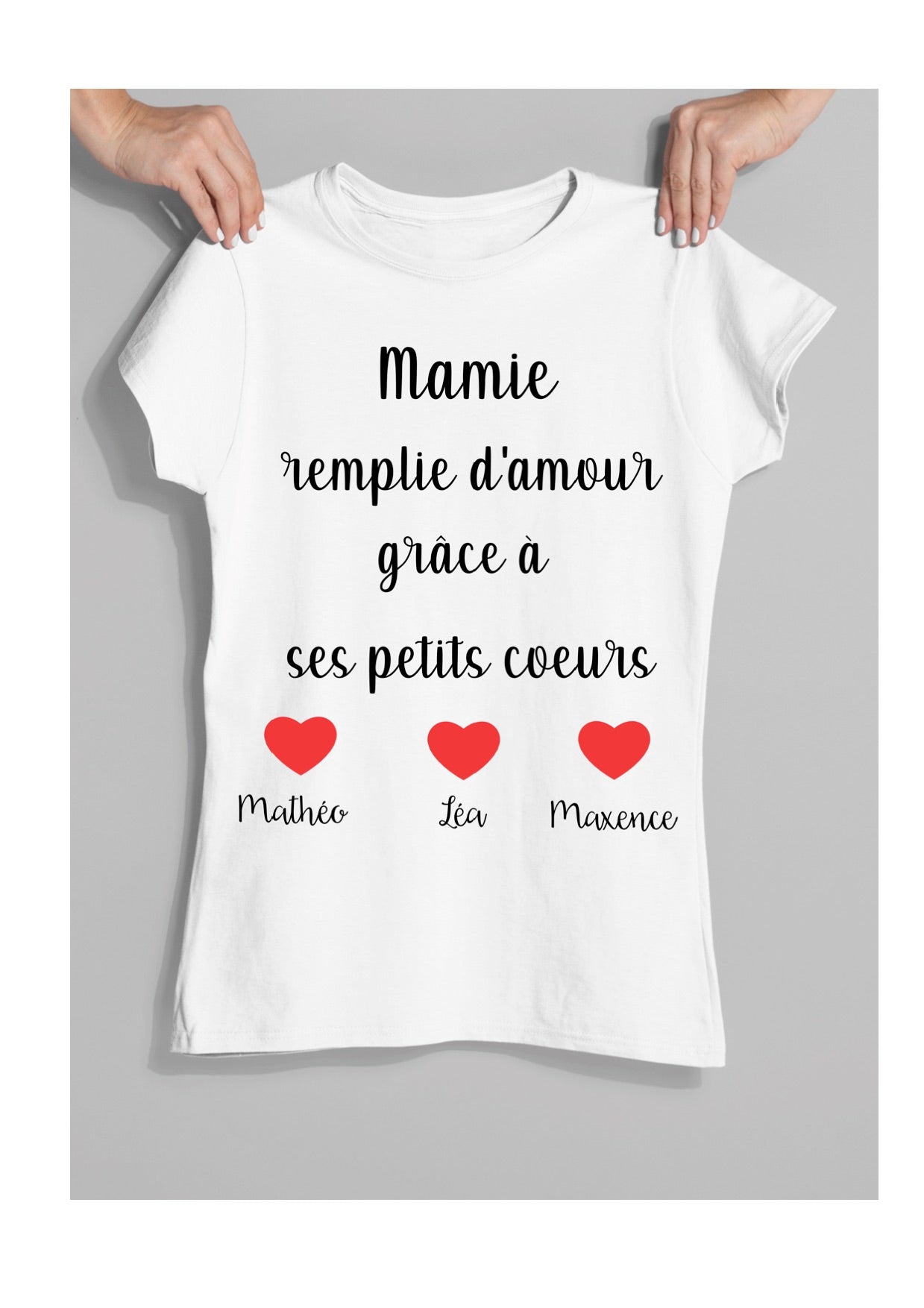 T-shirt personnalisé Mamie d'amour - Le Monde de Bibou