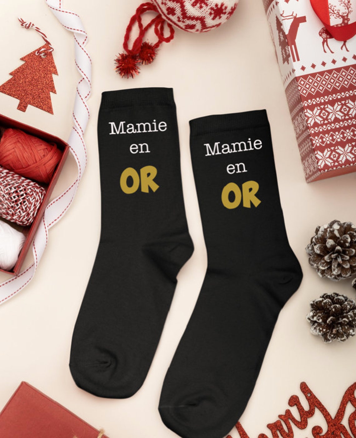 Chaussettes personnalisées mamie, cadeau mamie, chaussettes maman, cad –  Cote-bonheur