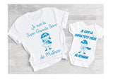 Cadeau naissance personnalisé tee shirt super grande soeur et body super petit frère ,frère et soeur, super-héros, coffret naissance