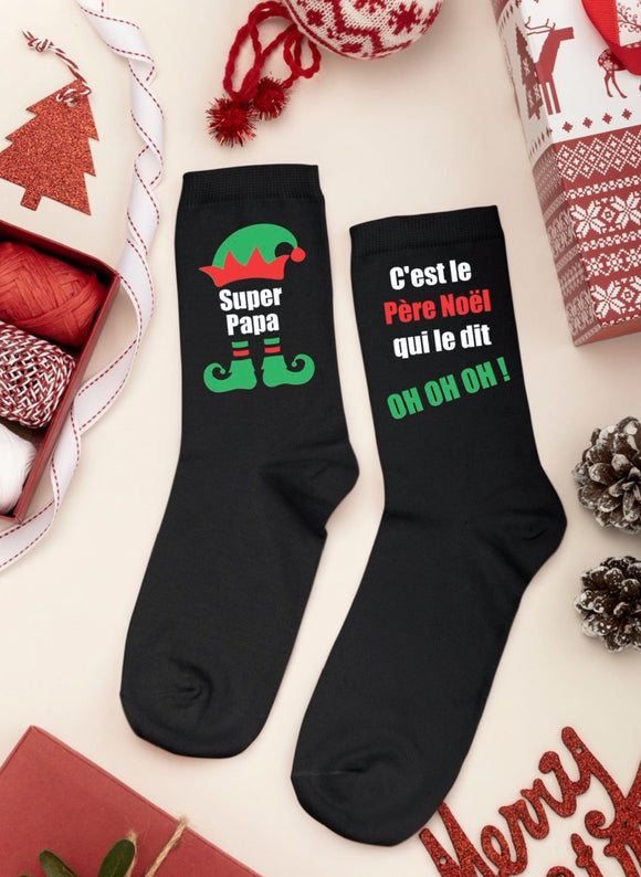 Chaussettes Noël personnalisées, chaussettes noel elf, cadeau noël personnalisé