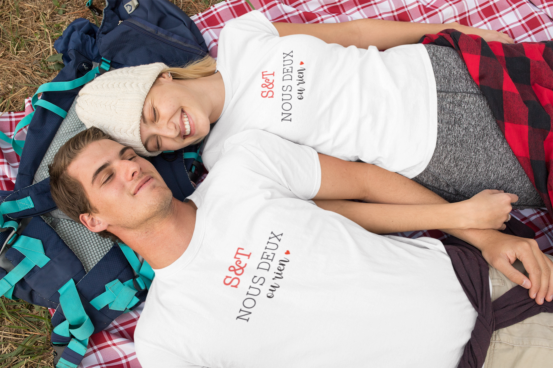 Tee shirt duo couple St valentin Love oiseaux cœur