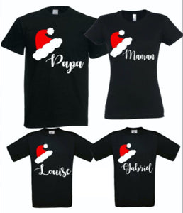 Tee shirt noel famille bonnet pére noël, noël personnalisé, tenue noël enfant et adulte